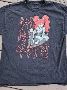“Oh My Goth” Spencer’s Black T-Shirt Gothic Anime Cat - Size XL